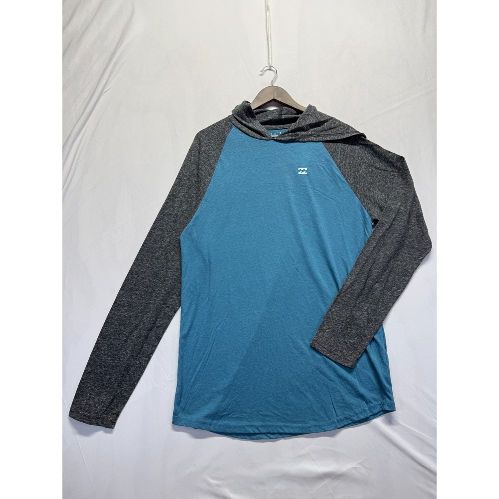 Billabong Hoodie Mens XL‎ Blue Heather Charcoal Gray Colorblock Raglan Sleeve